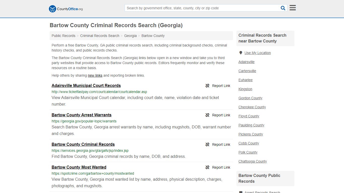 Criminal Records Search - Bartow County, GA (Arrests ...